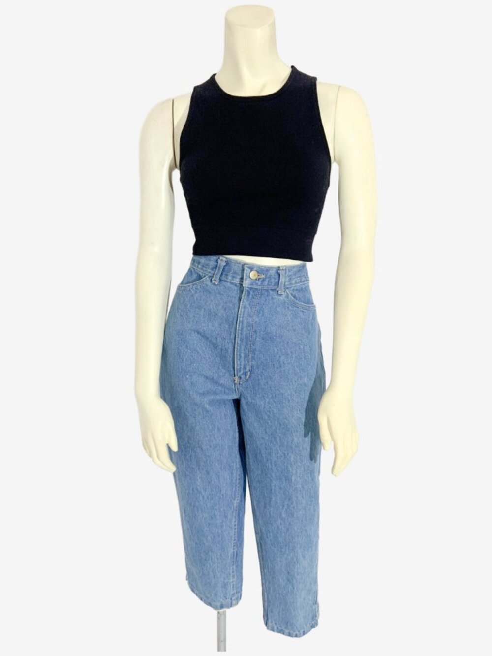 Vintage 1980s Denim Crops / Light Wash Pedal Pushers / size Medium